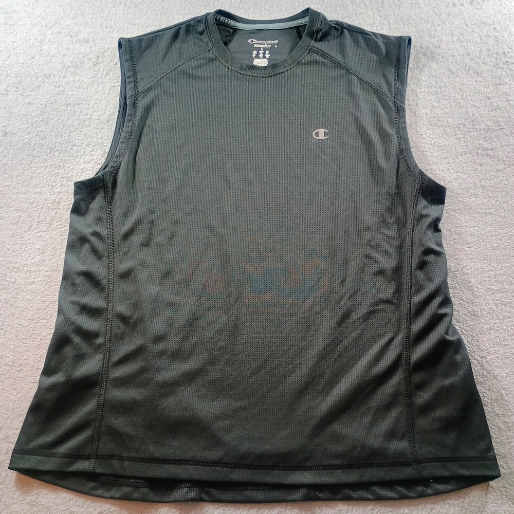 Champion Mens Powertrain Muscle Tee Gray L Breathable Performance Tank